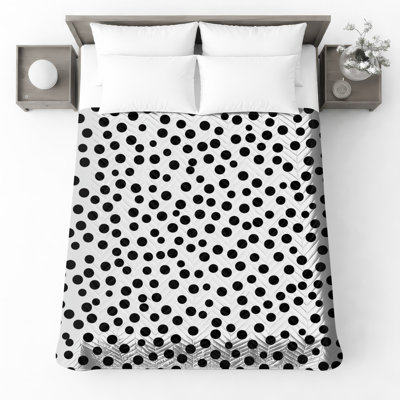 Black White Polka Dots Quilted Bedspread All Sizes