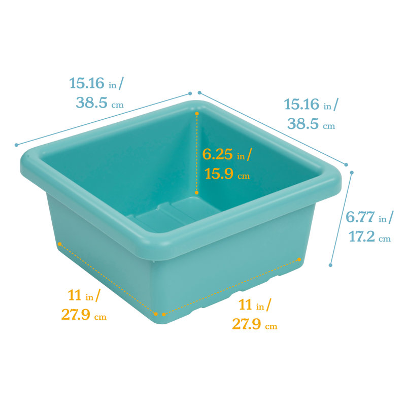 ECR4Kids Stackable Square Bins with Non-Snap Lids, Multipurpose Organization, 2-Pack, Seafoam