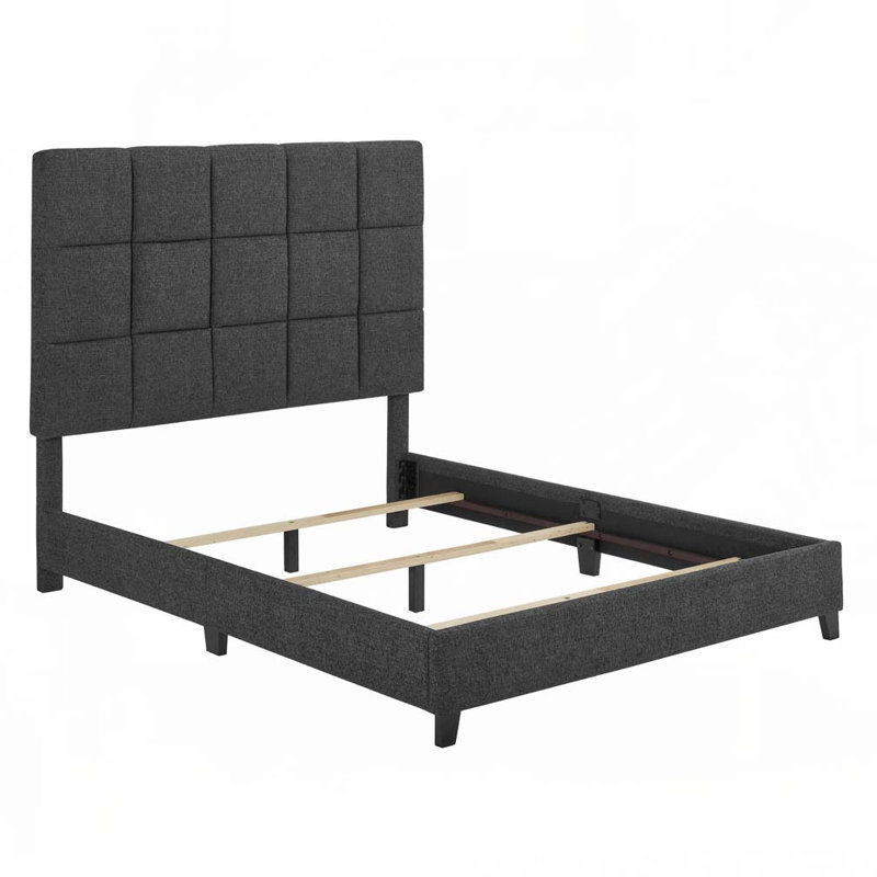 Lit plateforme tapissier Boucle, Grey, Grand