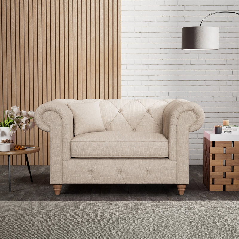 Ellrich Upholstered Chair And A Half, Walnut, Oyster