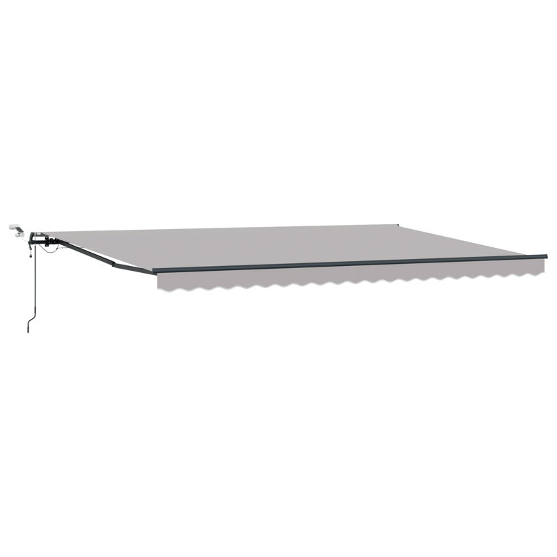 Ebern Designs Polyester Cover Retractable Patio Awning, 500 cm W x 350 cm D, Light Grey/Grey