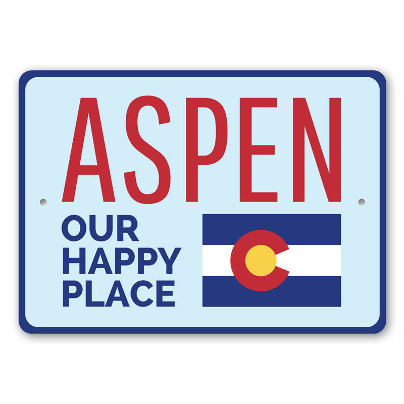 Enseigne en aluminium Aspen Colorado, H 12 po x l 18 po x P 0,06 po