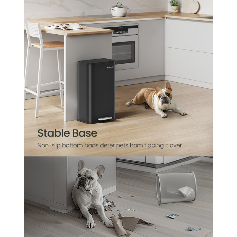 Step On Kitchen Trash Can, 30 L, 61cm H x 30cm W x 37cm D, Ink Black