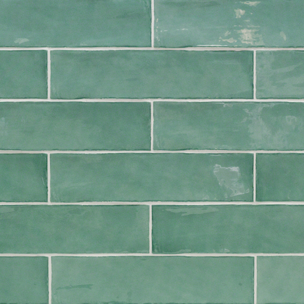Barcelona 3" x 12" Ceramic Subway Wall Tile, Green Lake