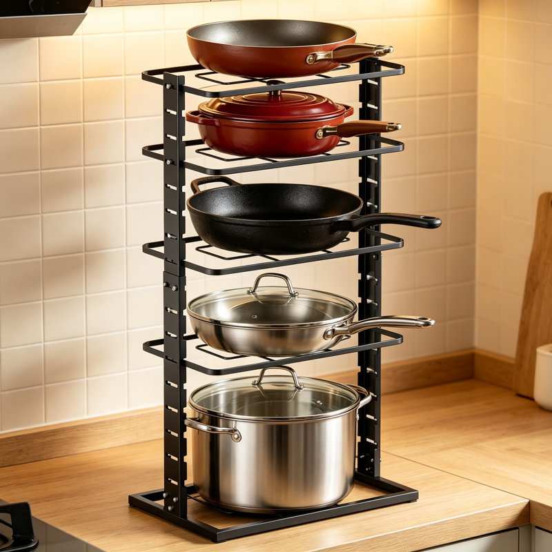 Pots and Pans Organiser Under Cabinet, Noir