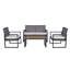 Ensemble de mobilier de patio 4 pièces avec table en bois d'acacia et canapé rembourré en rotin