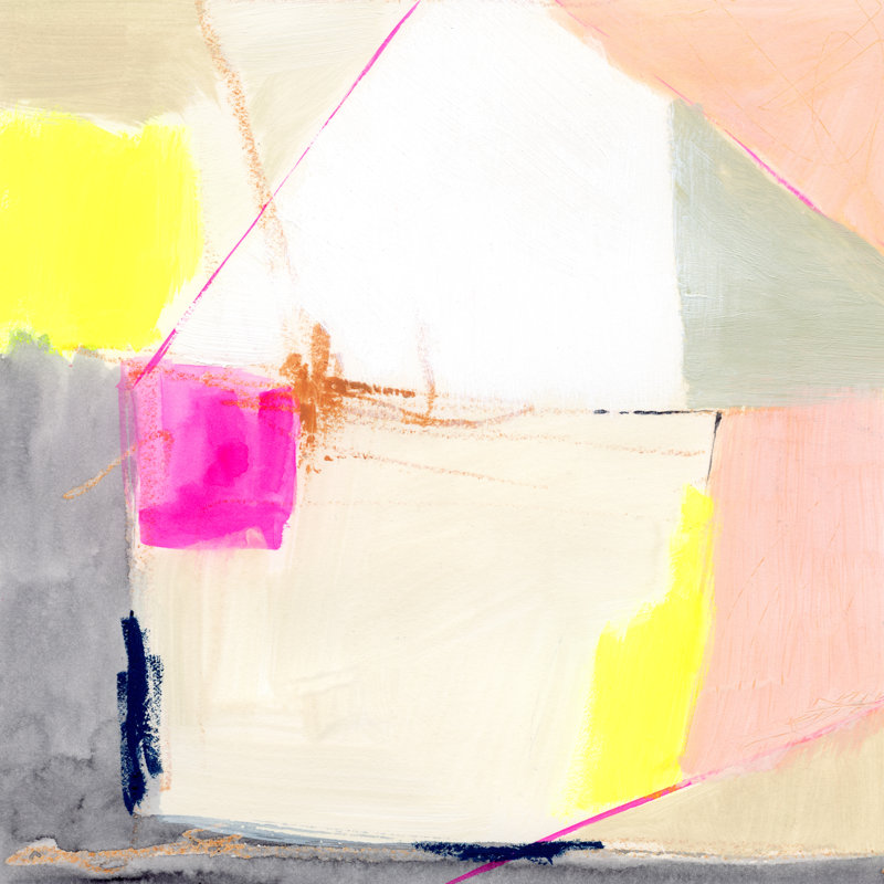«Hot Pink Patch I» par Victoria Barnes - peinture sur toile tendue, H 20 po x l 20 po