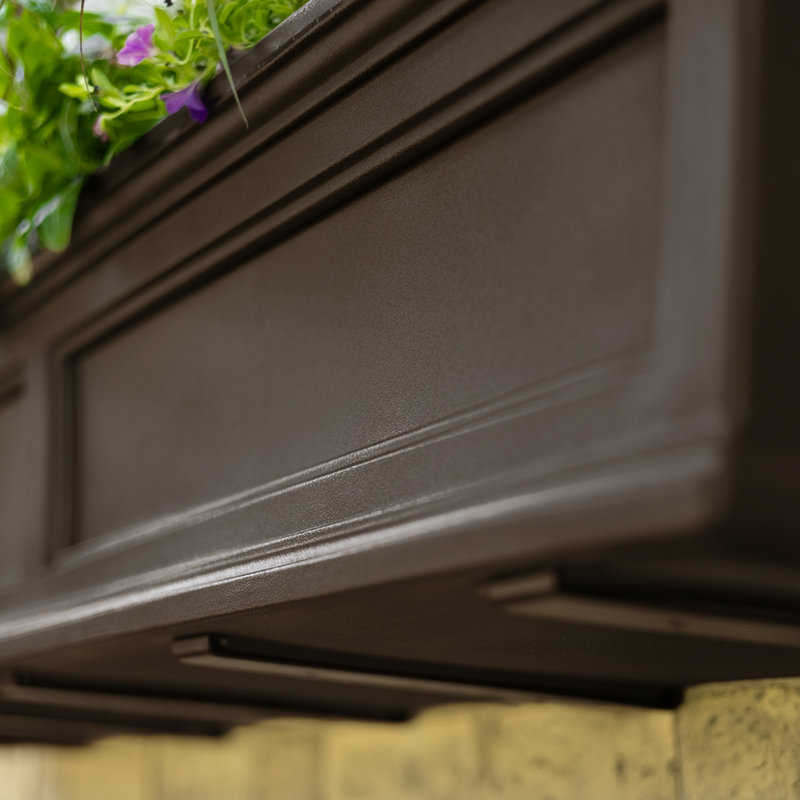 The Anastasiya Resin Window Box Planter with Water Reservoir, 10.8" H x 60" W x 11" D, Espresso