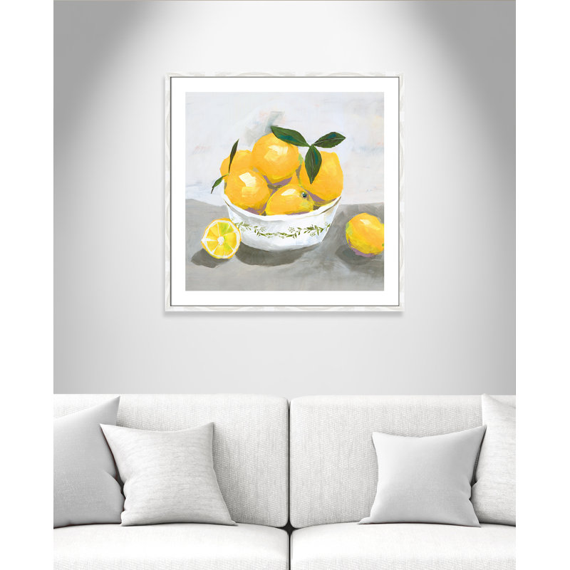 Hayons Lemons par Isabelle Z - reproduction, Papier avec cadre en bois blanc, H 33,25 po x l 33,25 po x P 0,75 po
