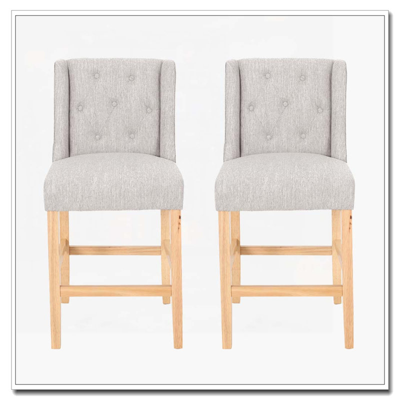 Tabouret de bar 27 po à oreilles capitonné Counter Heith, Gris