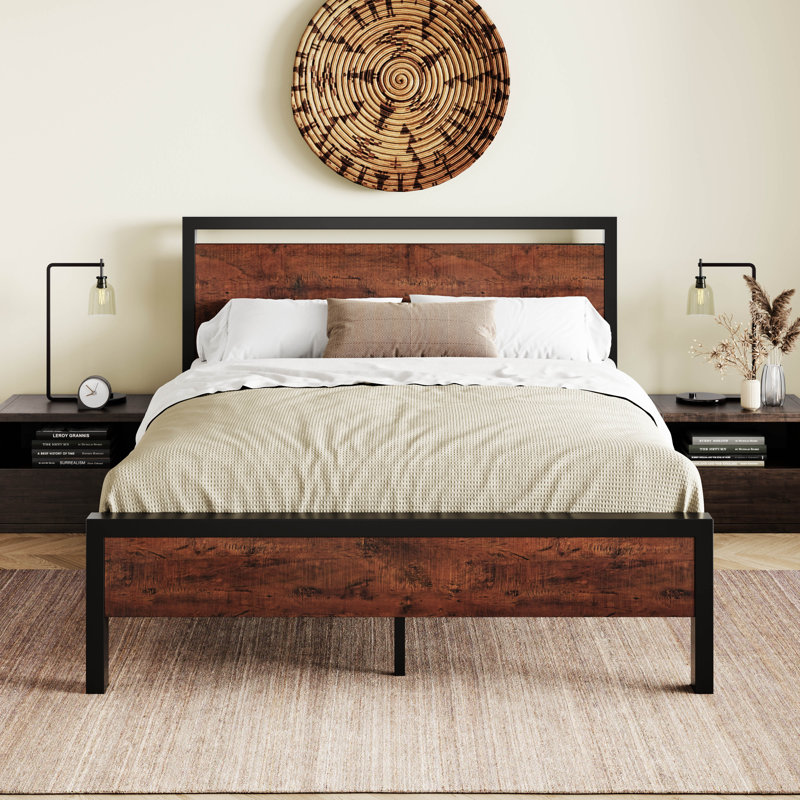 Lit plateforme Minas - acajou, Double, Mahogany