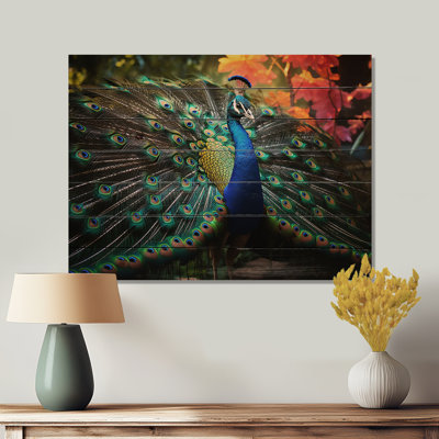 " Blue Teal Indian Art Dancing Peacock "