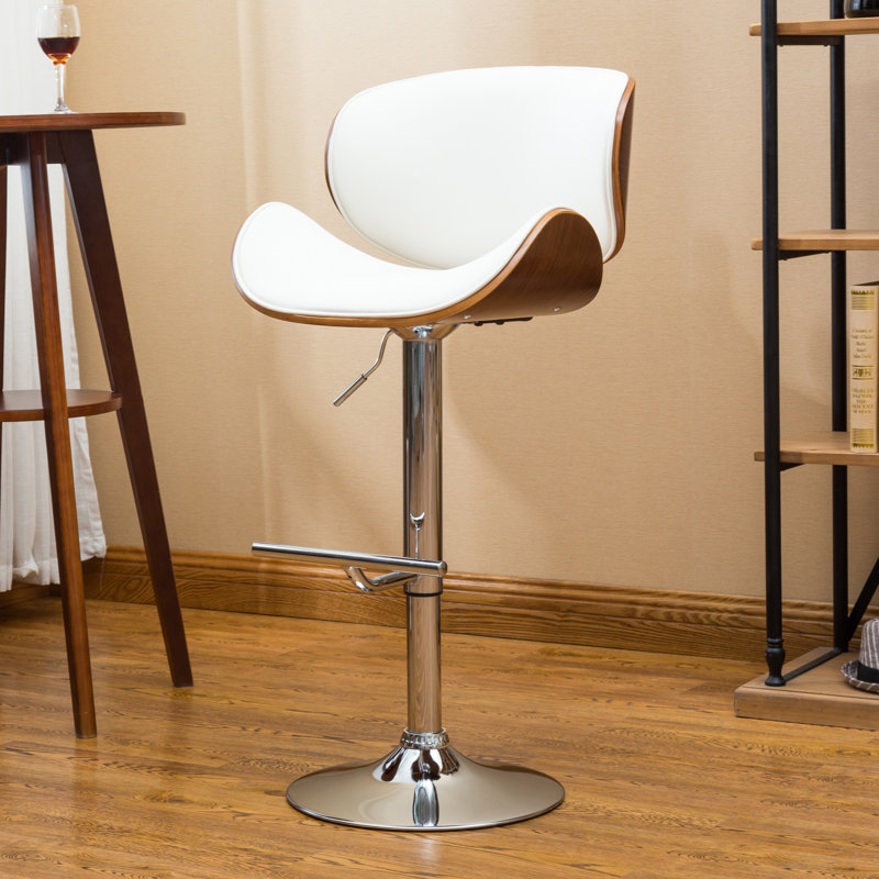 Swivel Upholstered Adjustable Height Counter Stool, White