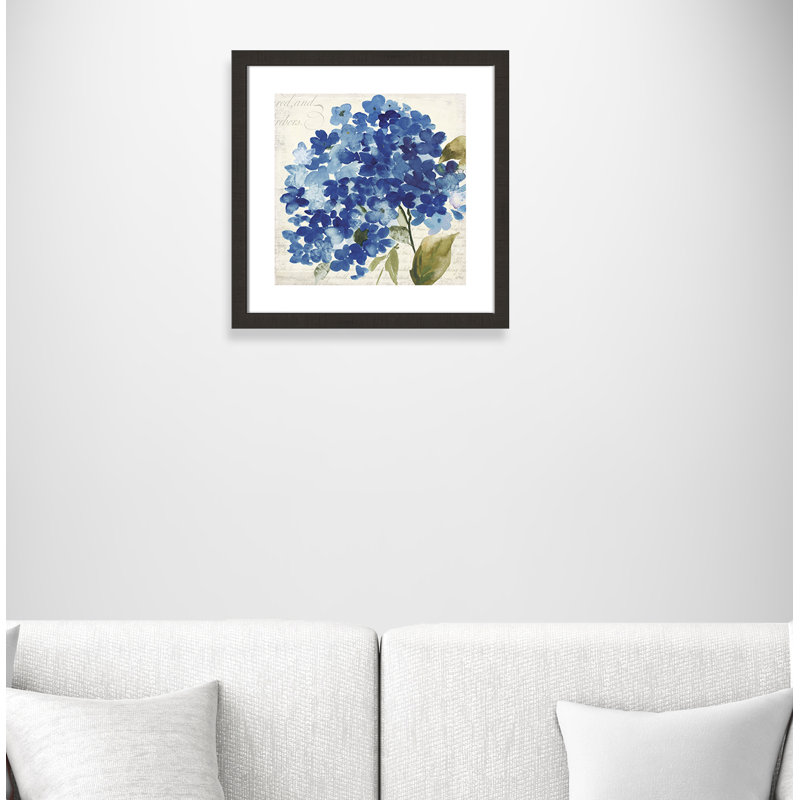 «Geatano Hampton Hydrangea II», reproduction de peinture à l'aquarelle encadrée, Cadre espresso foncé