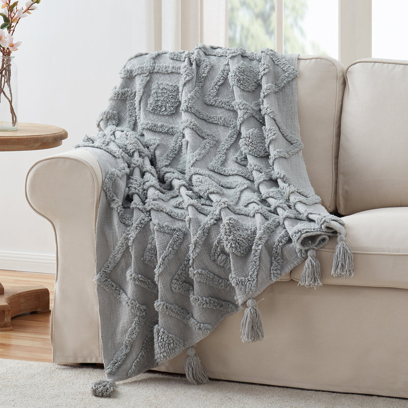 Jeté en coton Charlotte touffeté à losanges, 50 po x 60 po