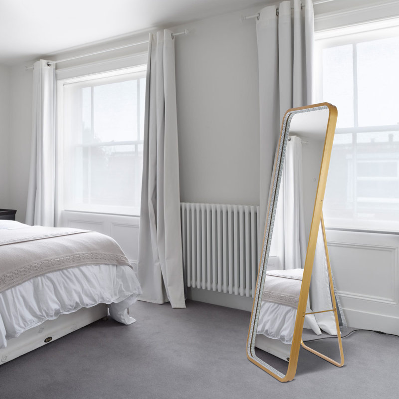 Barnerd Metal Rectangle Floor Mirror, Gold Painting