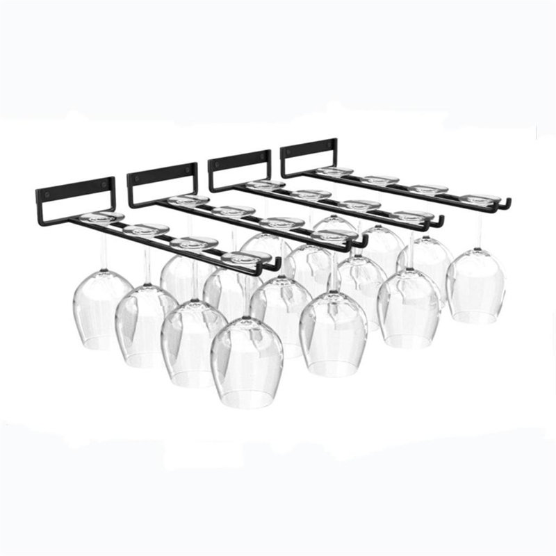 Wall Mounted Wine Glass Rack Black