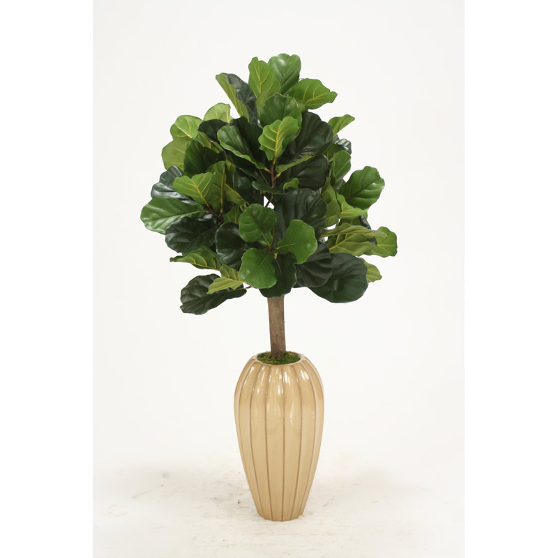 48'' Faux Fiddle Tree in Wood Vase