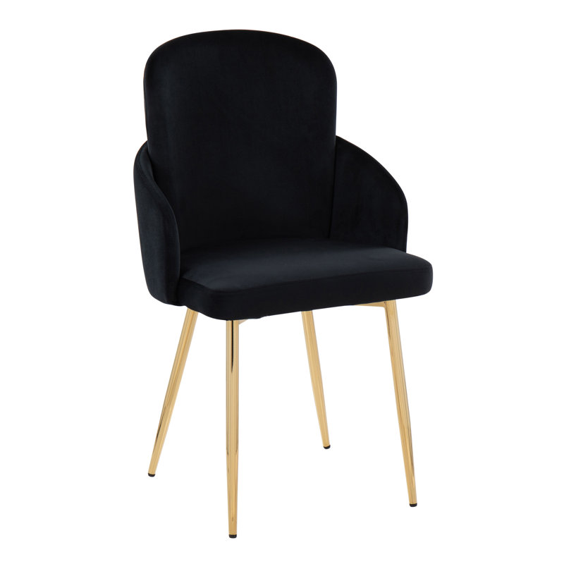Jaquavia Fabric Upholstered Arm Chair in Cream, Black Velvet, Gold