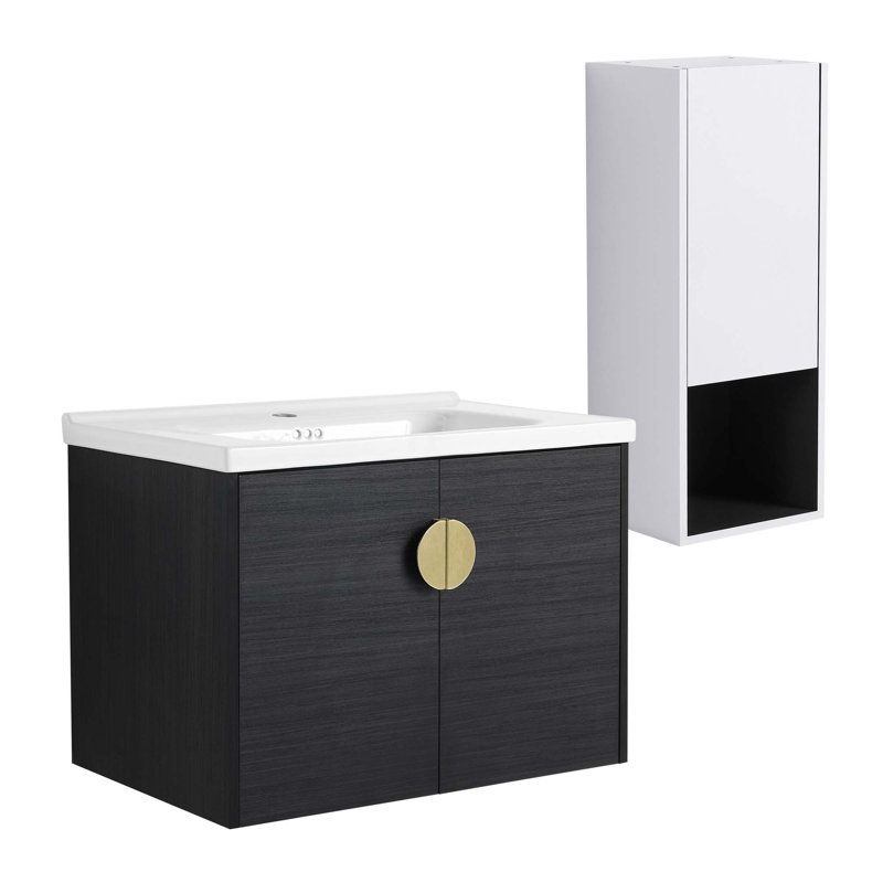 Meuble-lavabo mural polyvalent avec plusieurs composants fonctionnels, 28"