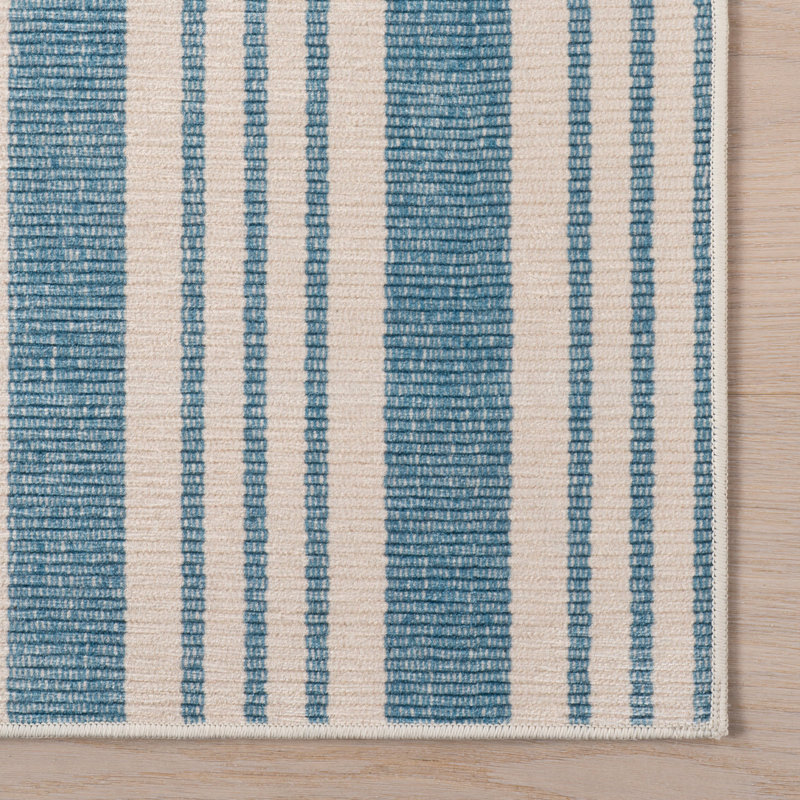 Talos Coastal Striped Machine Printed Washable Rug, Rectangle 2' x 3'