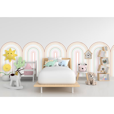 Scalloped Pastel Arch Wall Decal, Scallop Decals, Boho Wall Decor Decal Boho Nursery Scalloped Half Wall, Arch Wall Decal Border Decal 386RS