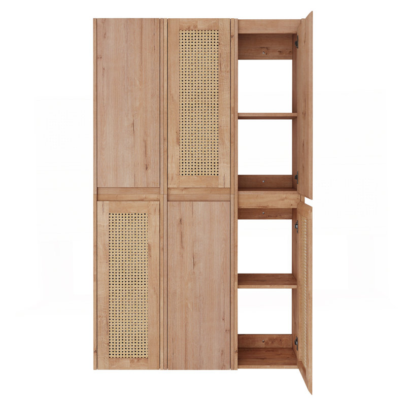 Armoire latérale de salle de bain 36 po, 6 portes à fermeture douce, conception à fixation flottante