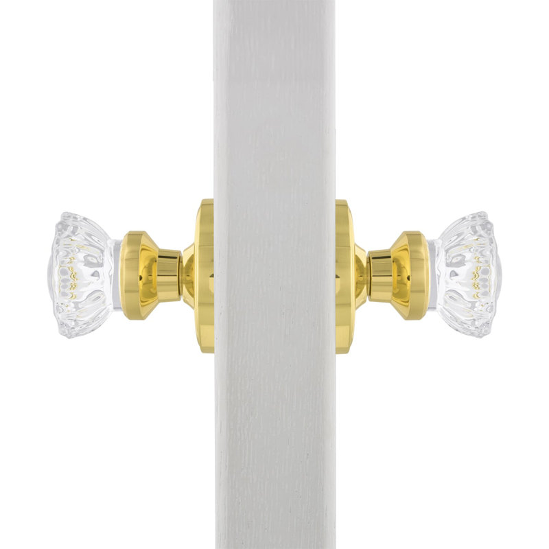 Classic Rosette with Crystal Door Knob, Polished Brass