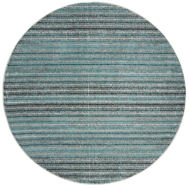 Tapis sarcelle / gris Cohn, Rond 6 pi 7 po