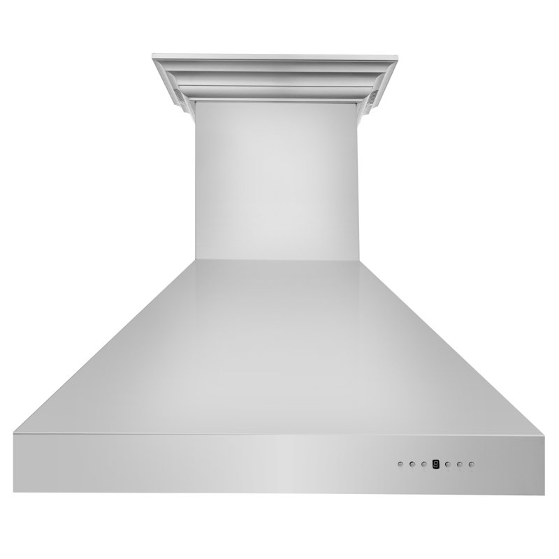 48" Crown Sound Ducted Vent Wall Mount Range Hood in Stainless Steel with Built-in Bluetooth Speakers, 30"