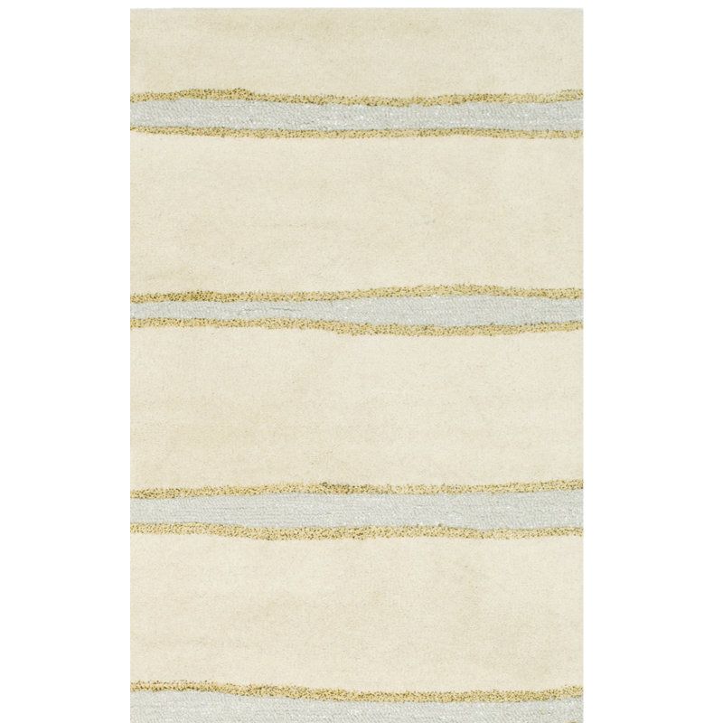 Schmier Martha Stewart Hand Tufted Wool/Viscose Striped Rug in Beige, Runner 2'3" x 10'