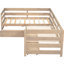 Lit simple en forme de L - 3 tiroirs pour un rangement quotidien dans la chambre à coucher