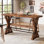 63-Inch Rustic Solid Wood Bar Table, Rectangular Counter Height Pub Dining Table With Heavy-Duty X-Base