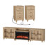 Farmhouse Living Room Table Set, 105" Fireplace Tv Stand & Two End Tables