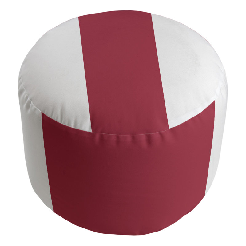 Repose-pieds cubique rond à rayures 20,5", Blanc / Rouge