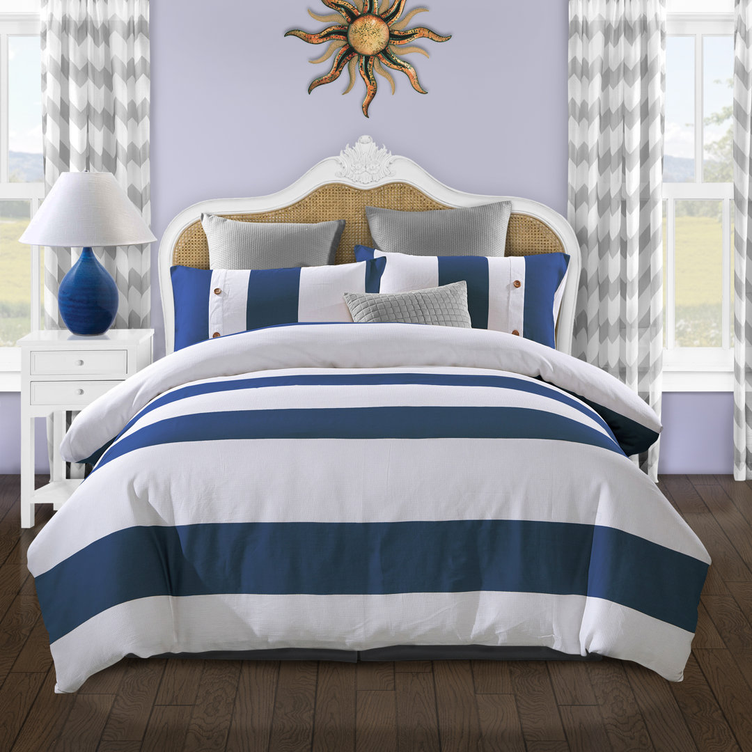 BNM Decorative Addison Cotton Duvet Cover Set Blue Nile Mills