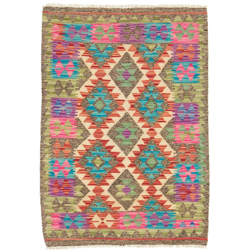 Geometric Wool Hand Woven 81cm X 115cm Area Rug