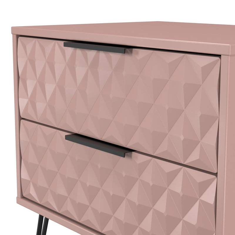 Harlequin 58cm W Manufactured Wood Bedside Table, Pink