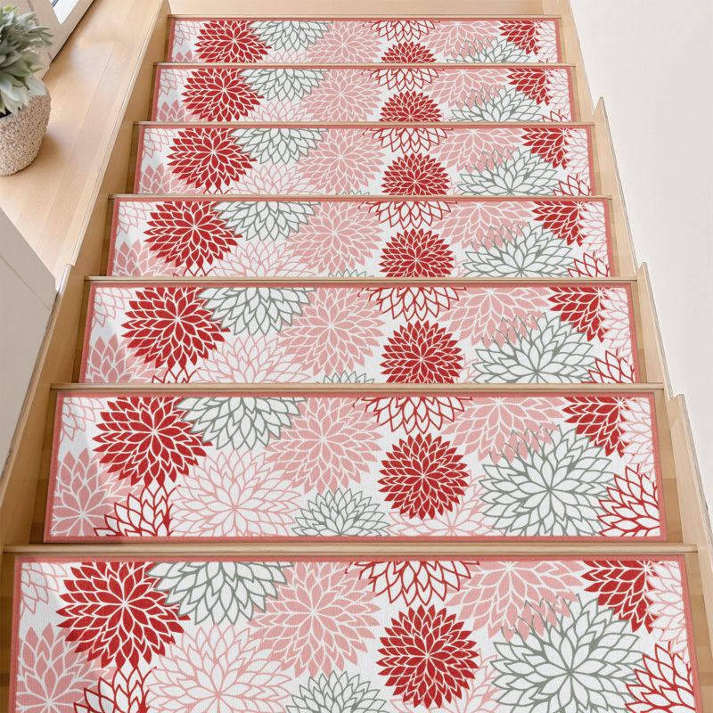 Tapis d'escalier antidérapants pour l'intérieur, Rouge / rose / vert