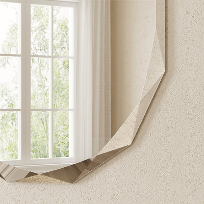 Aevar Tempered Glass and Beveled French Cleat Mounted Wall Mirror