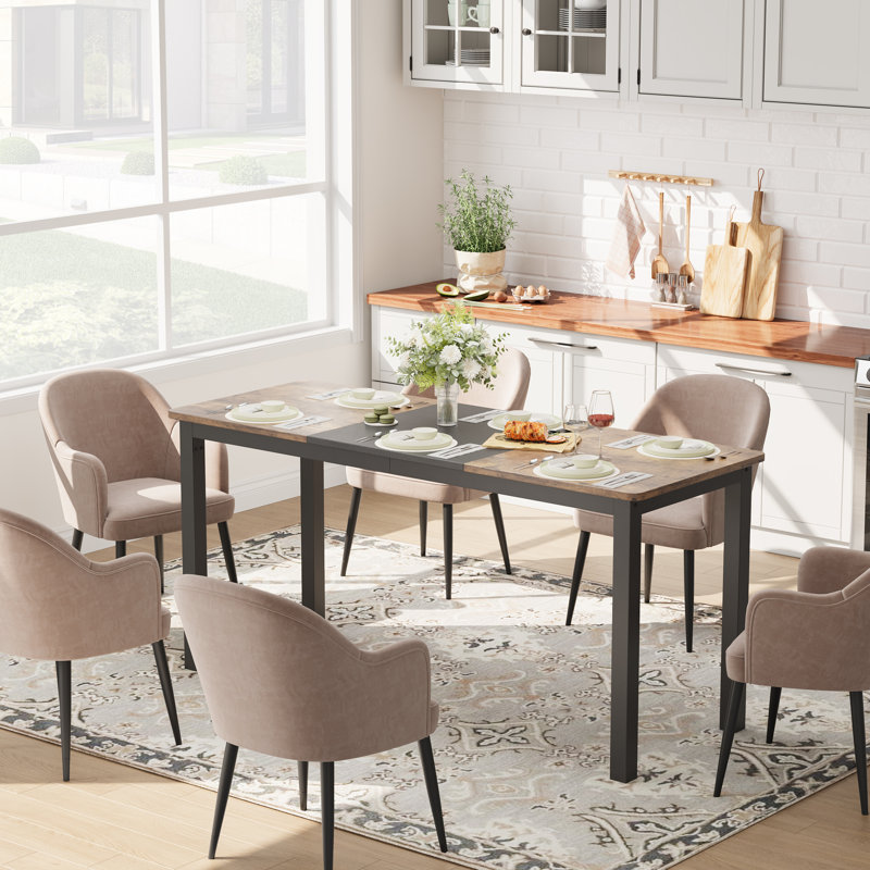 Metal Base Dining Table, Brown