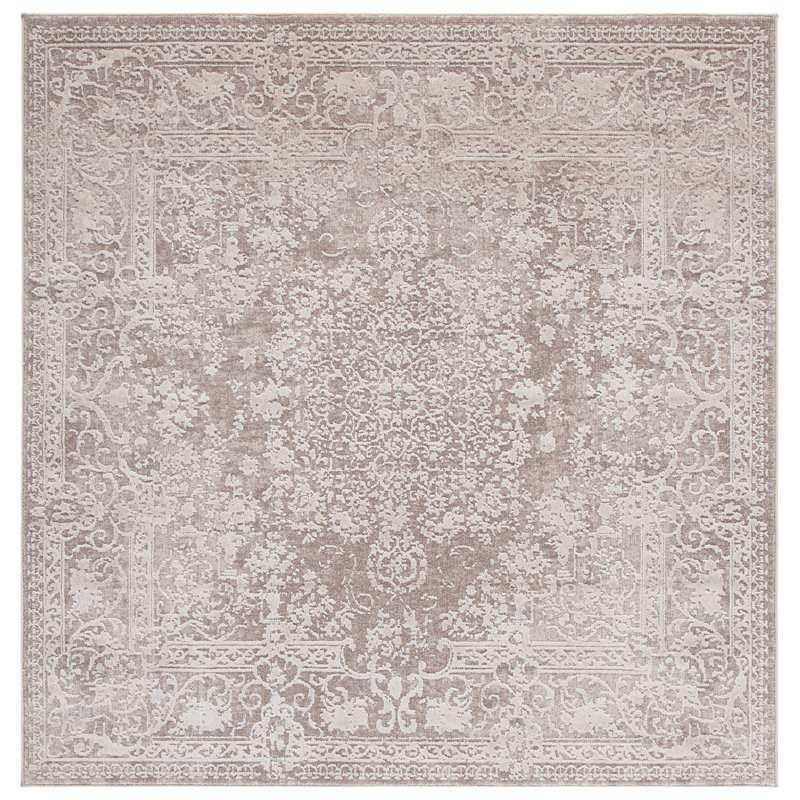 Calidia Oriental Beige/Cream Area Rug, Square 5'