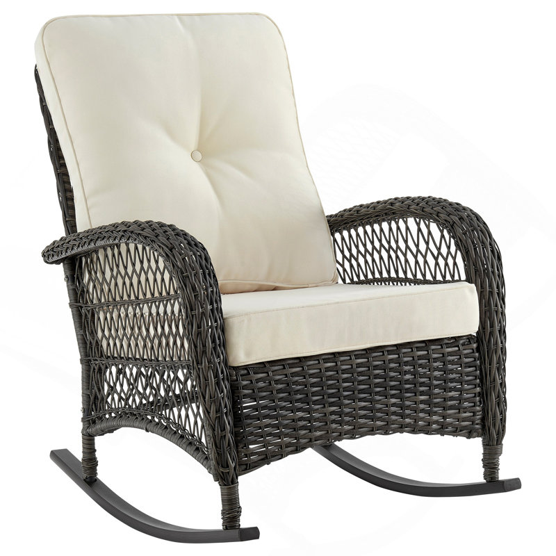 Chaise berçante rembourrée Fruttuo crème et noire