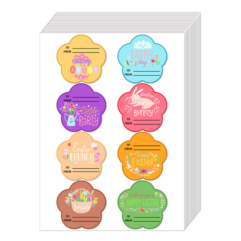 80 pièces autocollants pour étiquettes de Pâques, Multicolor