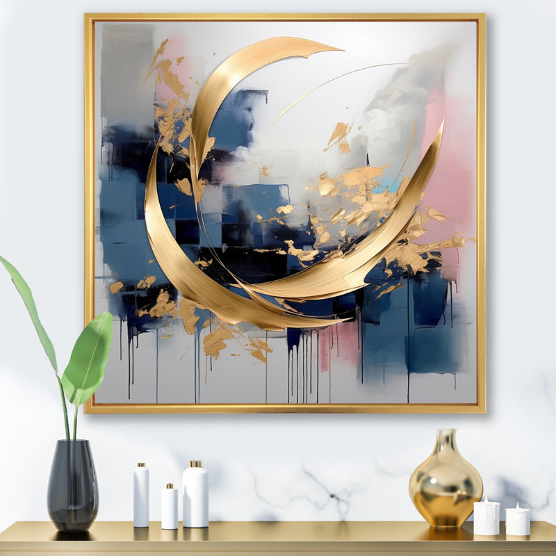 Reproduction d'art mural doré doré abstrait tourbillons de sérénité III, Cadre flottant doré, H 36 po x l 36 po x P 1,5 po