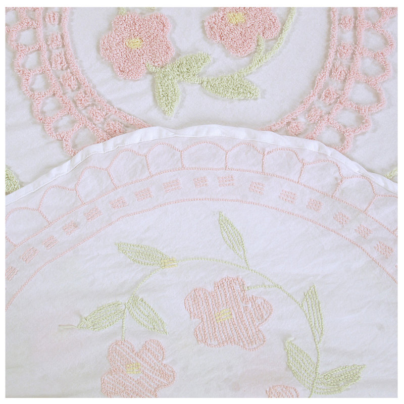 Rose Floral Cotton Standard Sham with Tufted Design