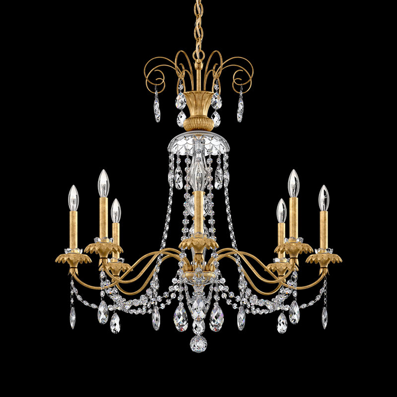 Helenia 8 Light 31.5in x 34in Chandelier in Heirloom Silver with Clear Heritage Handcut Crystals, Heirloom Gold