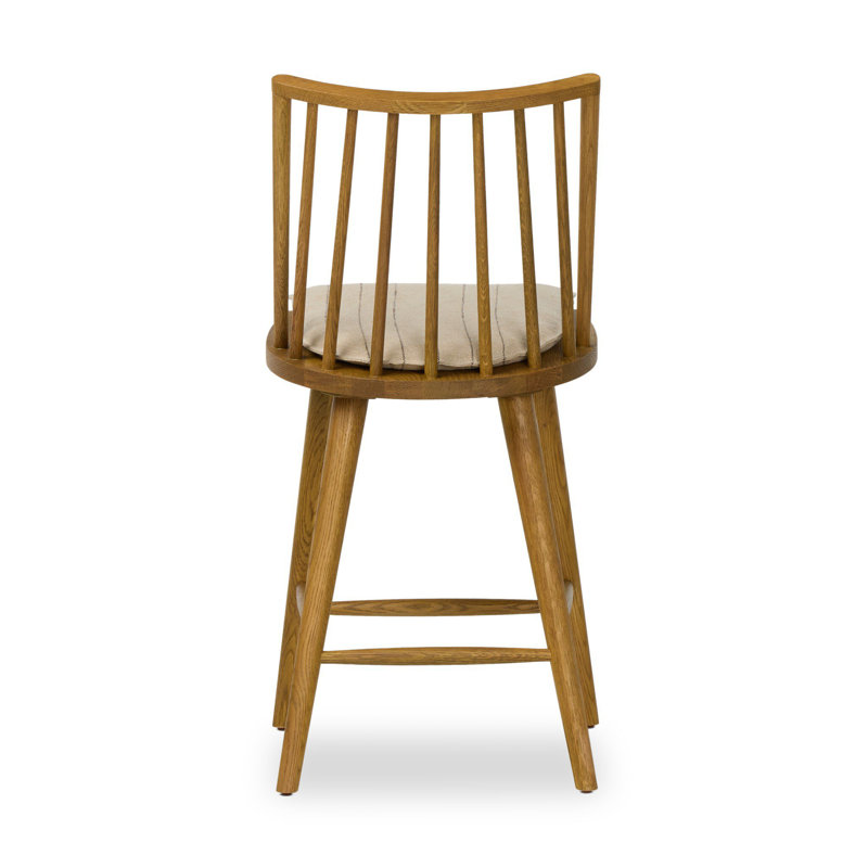 Lewis Windsor Stool With Cushion-Black Oak-Counter, Counter Stool (25.02” Seat Height), Sandy Oak