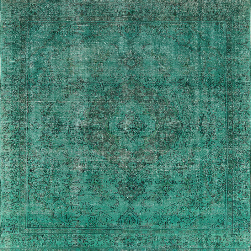 Tapis vert de style oriental, Carré 7 pi