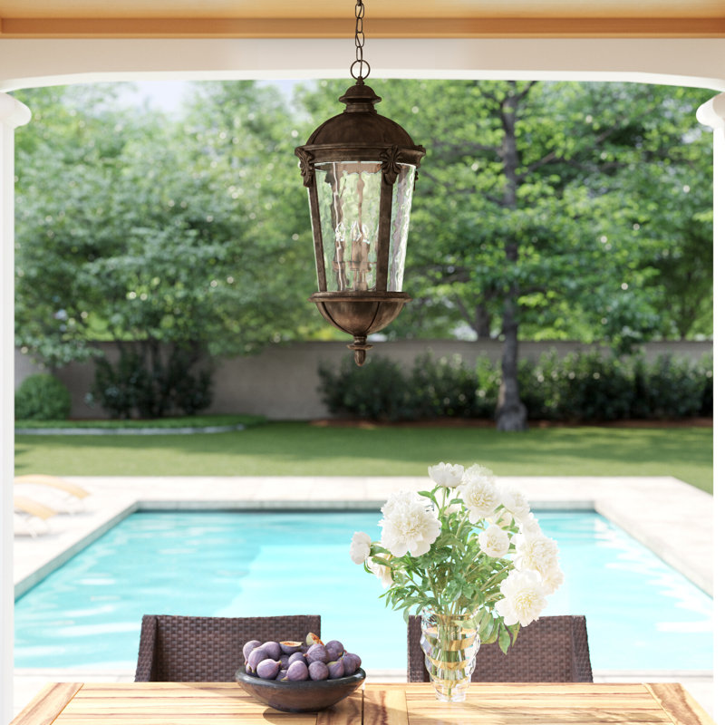 Windsor 4 -Bulb 28.5" H Outdoor Hanging Lantern, River Rock